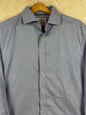 Charles Tyrwhitt Men's Dress Shirt 16.5 33 Long Sleeve Blue French Cuff Slim Fit